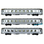 Coffret 3x voitures DEV Inox courtes A8, A3B5 et BRT ép. III - SNCF - HO 1/87 - JOUEF HJ4174