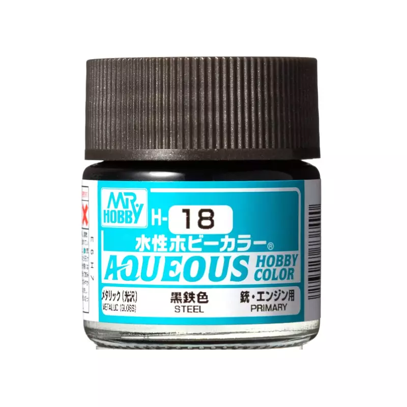H-018 acier brillant Mr Hobby Gunze Aqueous - pot acrylique 10 ml