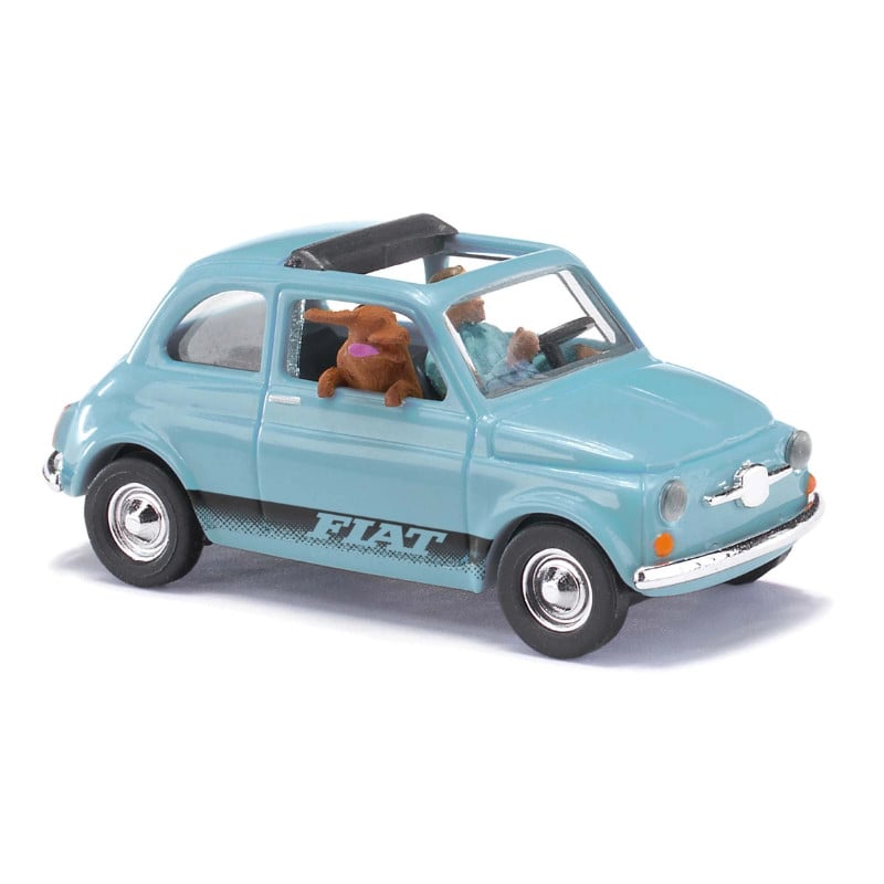Fiat 500 1965 avec chauffeur et chien - HO 1/87 - BUSCH 48735