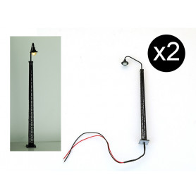 2x lampadaire sur mât métallique HO 11cm à LED