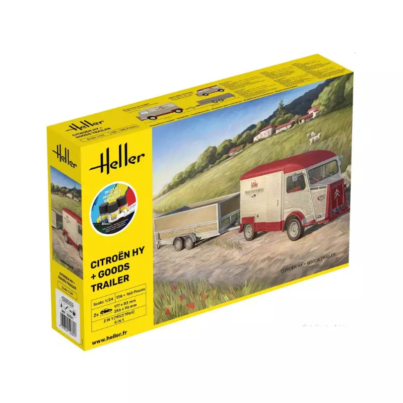 Set Citröen HY et remorque Set complet - échelle 1/24 - HELLER 52331