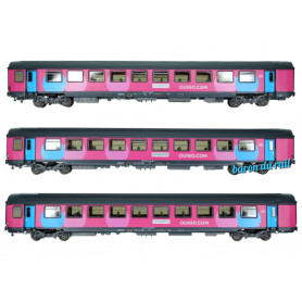 Set 3 voitures Corail OUIGO avec éclairage ép. VI - SNCF - HO 1/87 - LS Models 40993