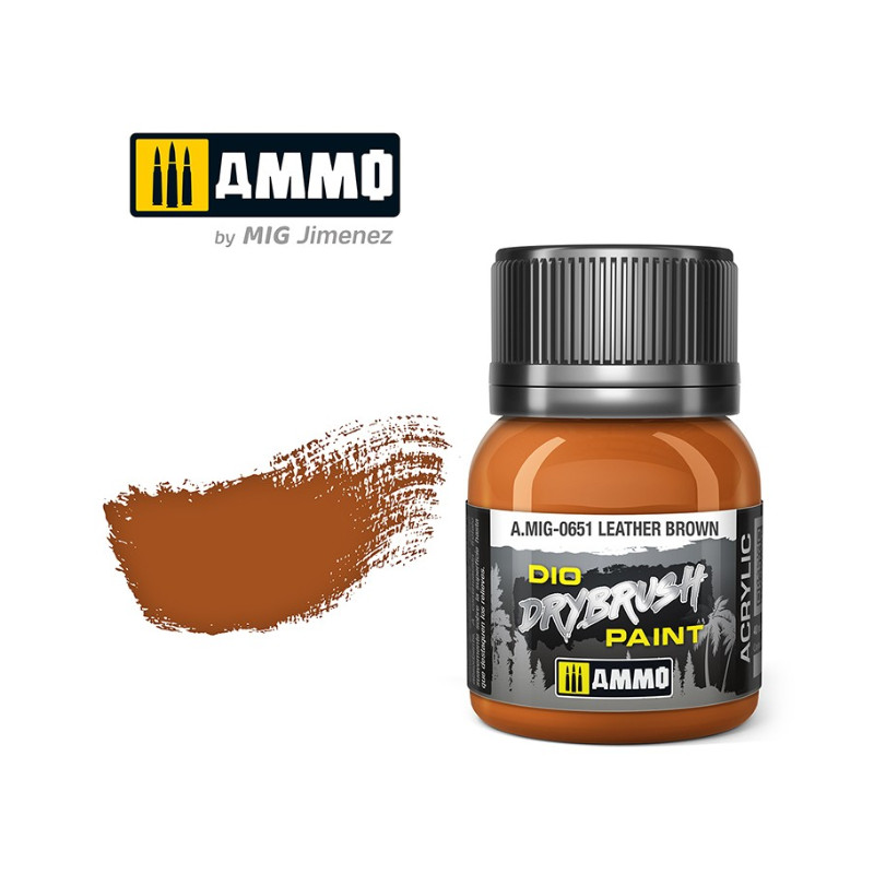 Dry Brush acrylique, marron cuir – 40 ml - AMMO MIG 0651