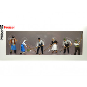 6x paysans qui moissonnent - O 1/43 - PREISER 65330