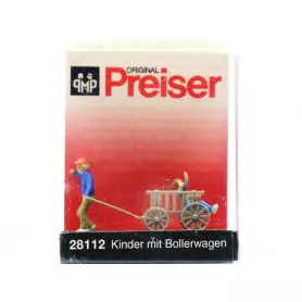 Enfant promené dans une charrette à bras - HO 1/87 - PREISER 28112