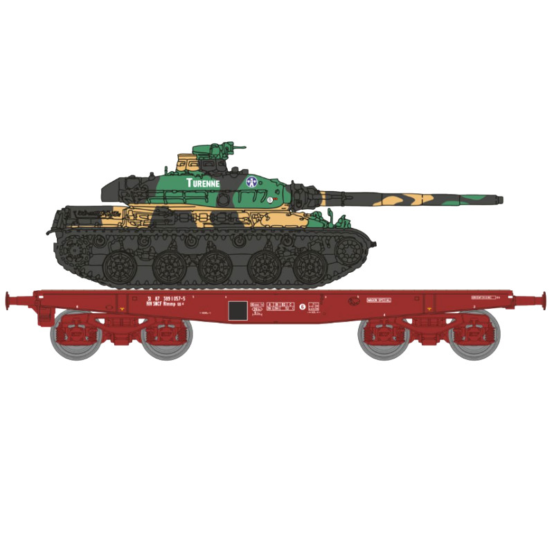 Porte char RImmp SNCF ép. V + char AMX 30B TURENNE - HO 1/87 - REE WBA-033