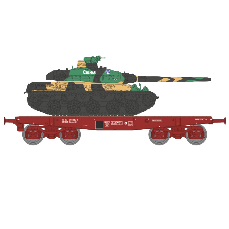 Porte char RImmp SNCF ép. V + char AMX 30B COLMAR - HO 1/87 - REE WBA-038