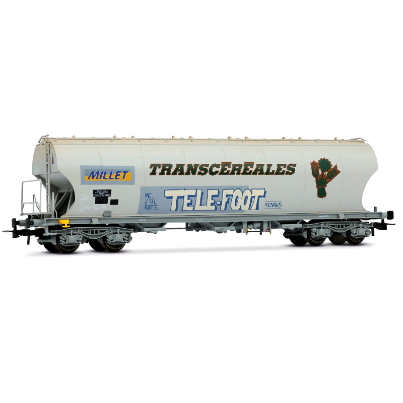 Wagon trémie « Millet » avec graffiti « Telefoot », ép. VI - SNCF - HO 1/87 - JOUEF HJ6282