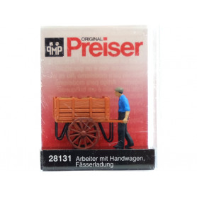 Ouvrier poussant un chariot - HO 1/87 - PREISER 28131