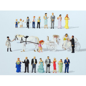 Réception de mariage avec calèche - HO 1/87 - PREISER 13011