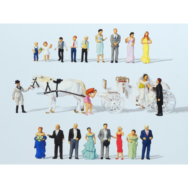 Réception de mariage avec calèche - HO 1/87 - PREISER 13011