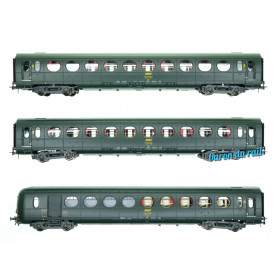 Coffret 3x voitures Allégées Etat "Saucisson" SNCF - ép IV - HO 1/87- REE VB-475