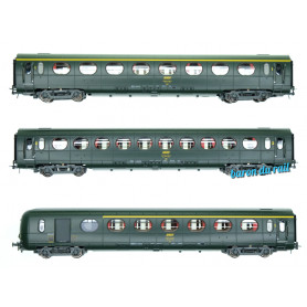 Coffret 3x voitures Allégées Etat "Saucisson" SNCF - ép IV - HO 1/87- REE VB-474