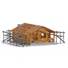 Cabane en rondins en construction - HO 1/87 - BUSCH 1855