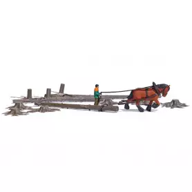 Débardage du bois en forêt époque IV et V - HO 1/87 - BUSCH 79883