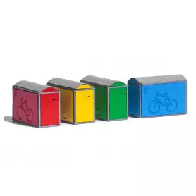 Scène de décor, 4 containers à vélo - HO 1/87 - BUSCH 1988