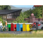 Scène de décor, 4 containers à vélo - HO 1/87 - BUSCH 1988