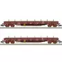 Set de 2 wagons plats à ranchers SNCF ép. VI - N 1/160 - MINITRIX 18290
