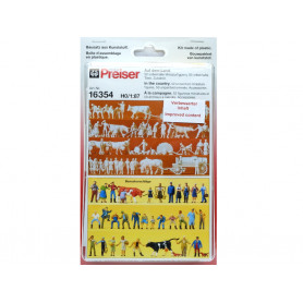 52x personnages et 50x animaux à la ferme à peindre - HO 1/87 - PREISER 16354