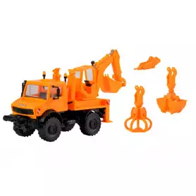 Camion Unimog avec excavatrice - HO 1/87 - Kibri 18480