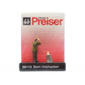 Homme coupant du bois avec une hâche - HO 1/87 - PREISER 28113