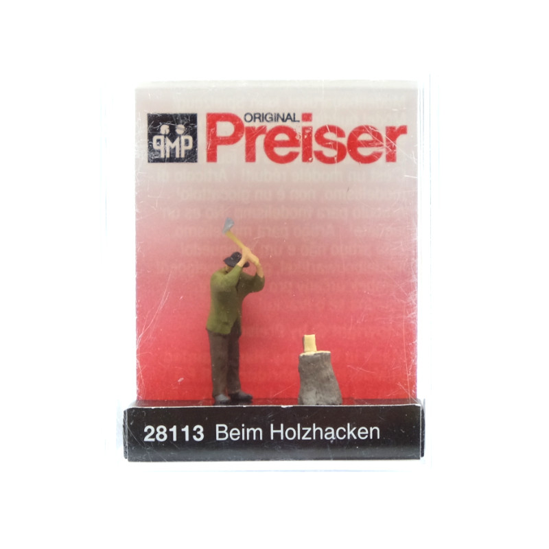 Homme coupant du bois avec une hâche - HO 1/87 - PREISER 28113