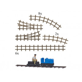 Set train de jardin miniature pour diorama - HO 1/87 - BUSCH 79828