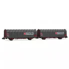 2x wagons bâchés type K70 Kijls Citroën ép. IV-V - SNCF - N 1/160 - ARNOLD HN6712
