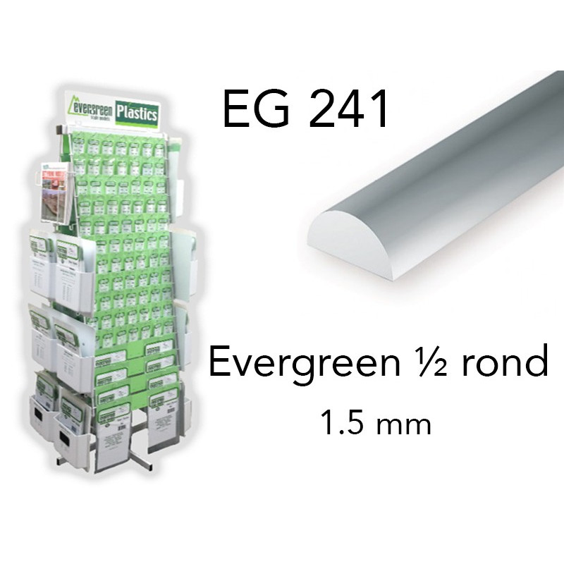 Evergreen EG241 - (x5) 1/2 rond styrène 1.5 mm