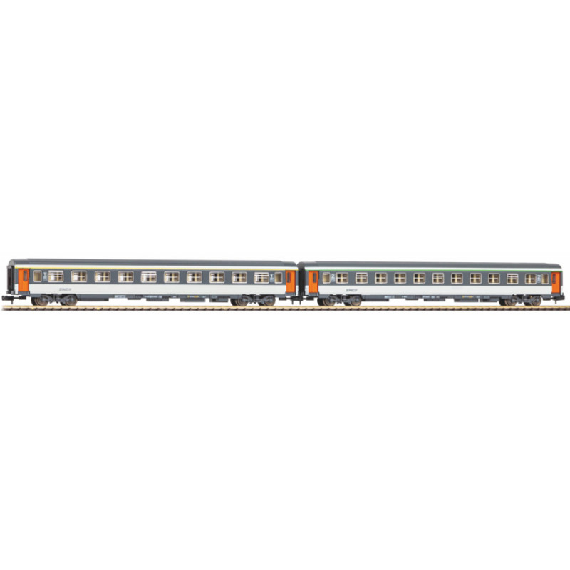 Coffret 2x voitures Corail A10u + B11u Nouilles SNCF ép. IV - N 1/160 - Piko 94505