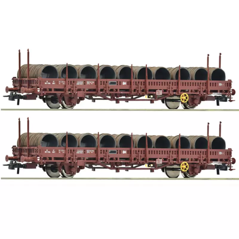 2x wagons à ranchers pivotants, SNCF ép IV - HO 1/87 - ROCO 6600119