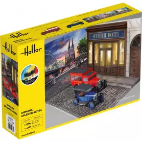 Diorama Citroen C4 "Splendid Hotel" et 5cv Trèfle Kit complet - 1/24 - HELLER 52330
