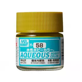 H-058 Vert Cockpit US Aircraft satiné Mr Hobby Gunze Aqueous - pot acrylique 10 ml