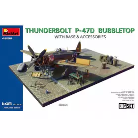 Diorama Thunderbolt P-47D Bubbletop avec base et accessoires - 1/48 - MINIART 48018