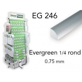 Evergreen EG246 - (x5) 1/4 rond styrène 0.75 mm