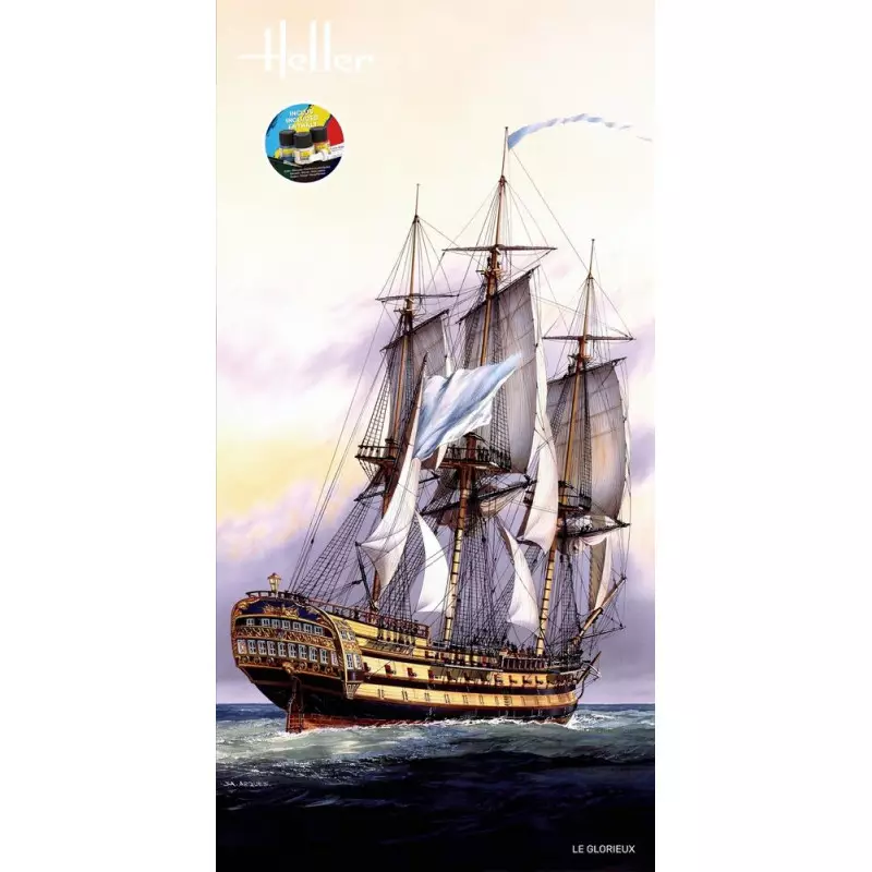Heller 58889 – Kit De Démarrage Le Glorieux – Maquette Bateau 1/150 – Colle, Pinceaux Et Peintures Inclus