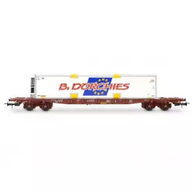 Wagon TOUAX porte-conteneur S70, caisse mobile « B. Dorchies », ép. VI - HO 1/87 - JOUEF HJ6279