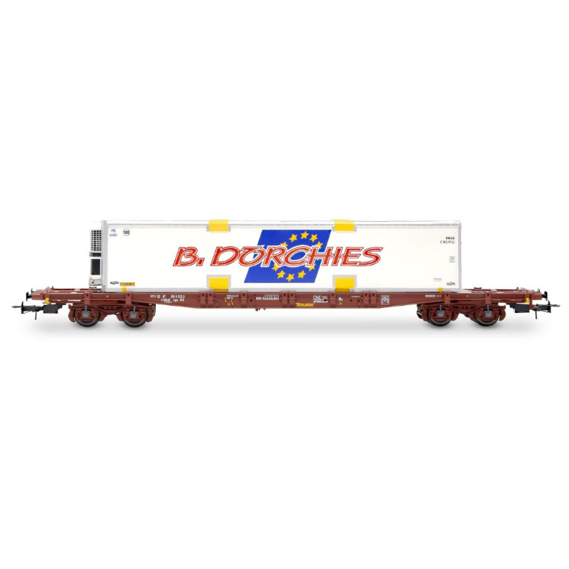 Wagon TOUAX porte-conteneur S70, caisse mobile « B. Dorchies », ép. VI - HO 1/87 - JOUEF HJ6279
