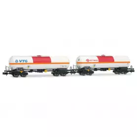 2x wagons-citernes transport de chlore « VTG + Ermewa » ép. IV - SNCF - N 1/160 - ARNOLD HN6634
