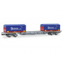 Wagon porte-conteneurs Sgss Novatrans + 2 conteneurs « Spedirail » , ép. V SNCF - HO 1/87 - JOUEF HJ6303