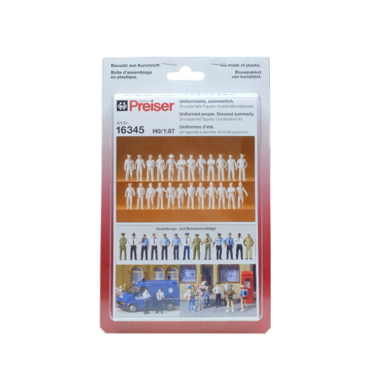 24 personnages en uniforme à peindre - HO 1/87 - PREISER 16345