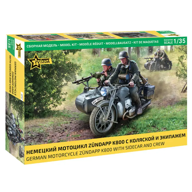 Moto allemande Zündapp K800 avec side-car - 1/35 - ZVEZDA 3717