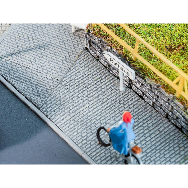 Feuille de décor en relief trottoir pavé 300 x 120 mm - HO 1/87 - FALLER 170318