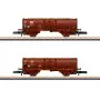 2x wagons marchandises avec chargement de betteraves DB ép. IV - Z 1/220 - MARKLIN - 82396