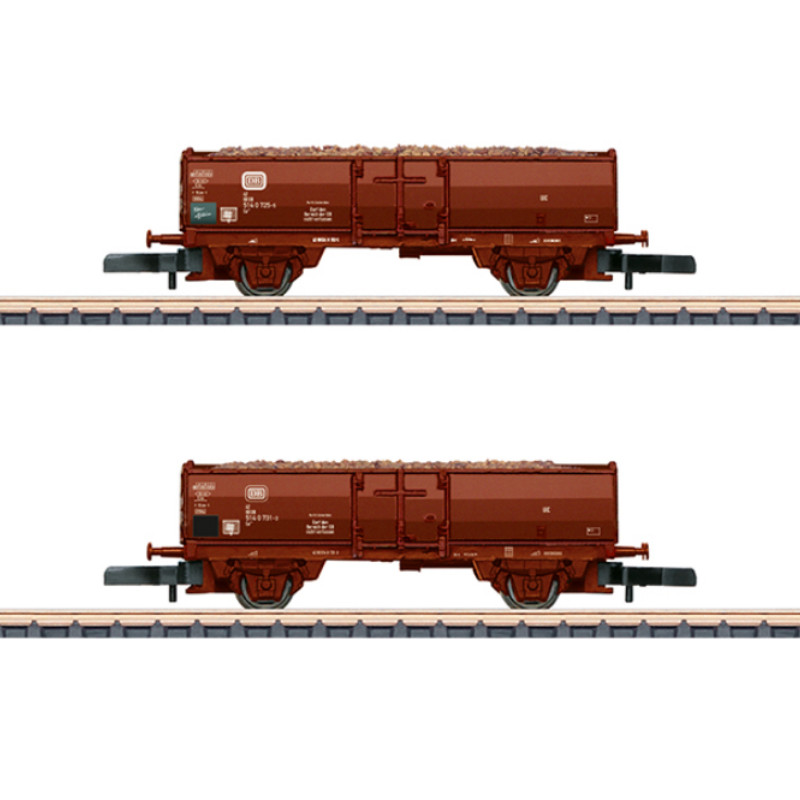 2x wagons marchandises avec chargement de betteraves DB ép. IV - Z 1/220 - MARKLIN - 82396