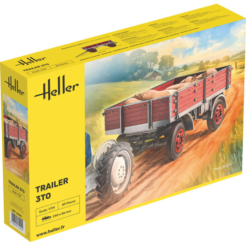 Remorque agricole 3 tonnes - échelle 1/24 - HELLER 81410
