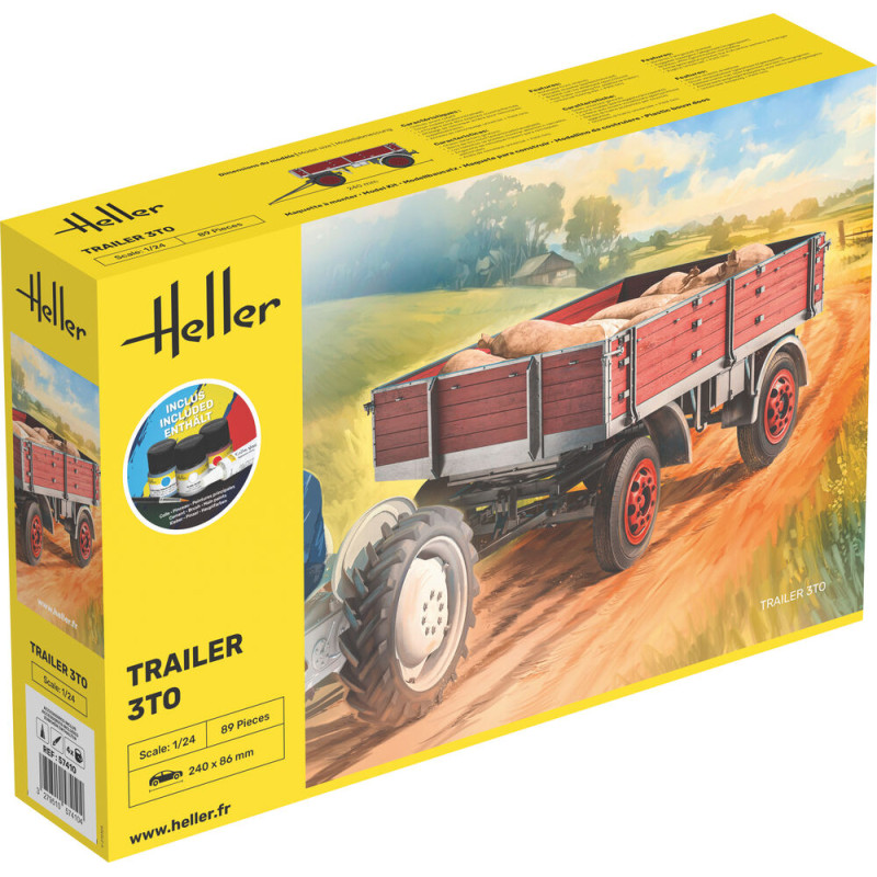 Remorque agricole 3 tonnes Kit Complet - échelle 1/24 - HELLER 57410