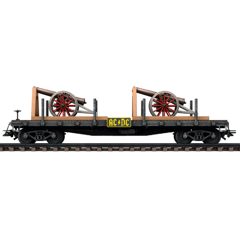 Wagon plat AC-DC chargé de canons - ép VI - HO 1/87 - MARKLIN 46930
