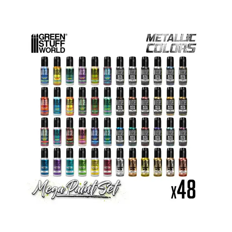 Mega Set de 48x peintures chrome - Green Stuff World 12261