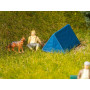 4x tentes de camping bleues - HO 1/87 - FALLER 180003